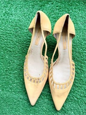 Bandolino Nude Tan Leather Pointed Toe D'Orsay Cutout Flats Women's US 10M